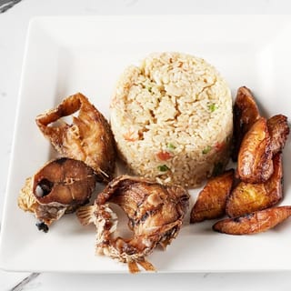 Coconut Rice with Fried Fish