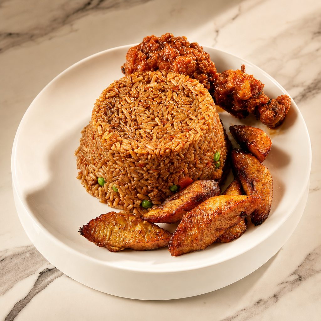 Jollof Rice with Assorted/ Fish.